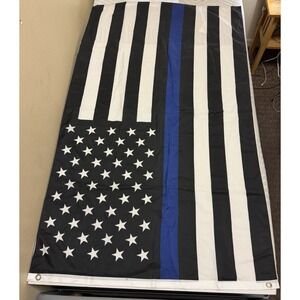 American Flag thin blue line, police, tapestry, yard decor, man cave, 60x36